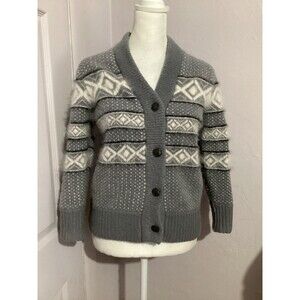 rag & bone Gray and White Patterned Wool Blend Cardigan